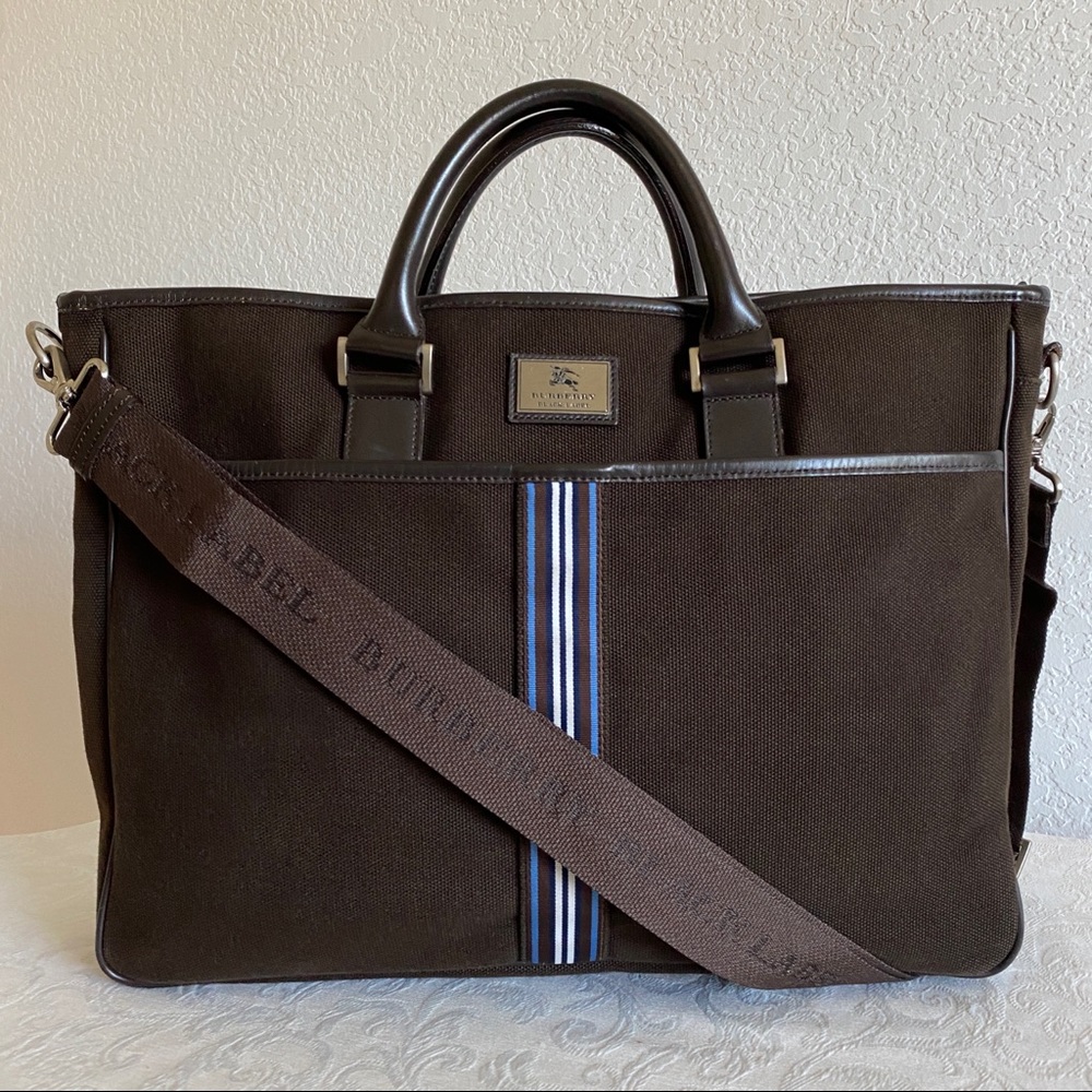 Burberry brown canvas laptop briefcase